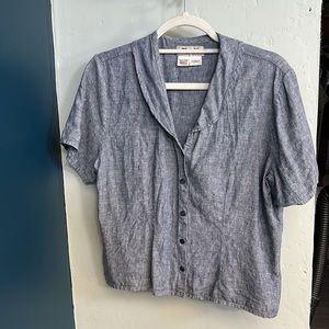 Flax linen short sleeved button down EUC